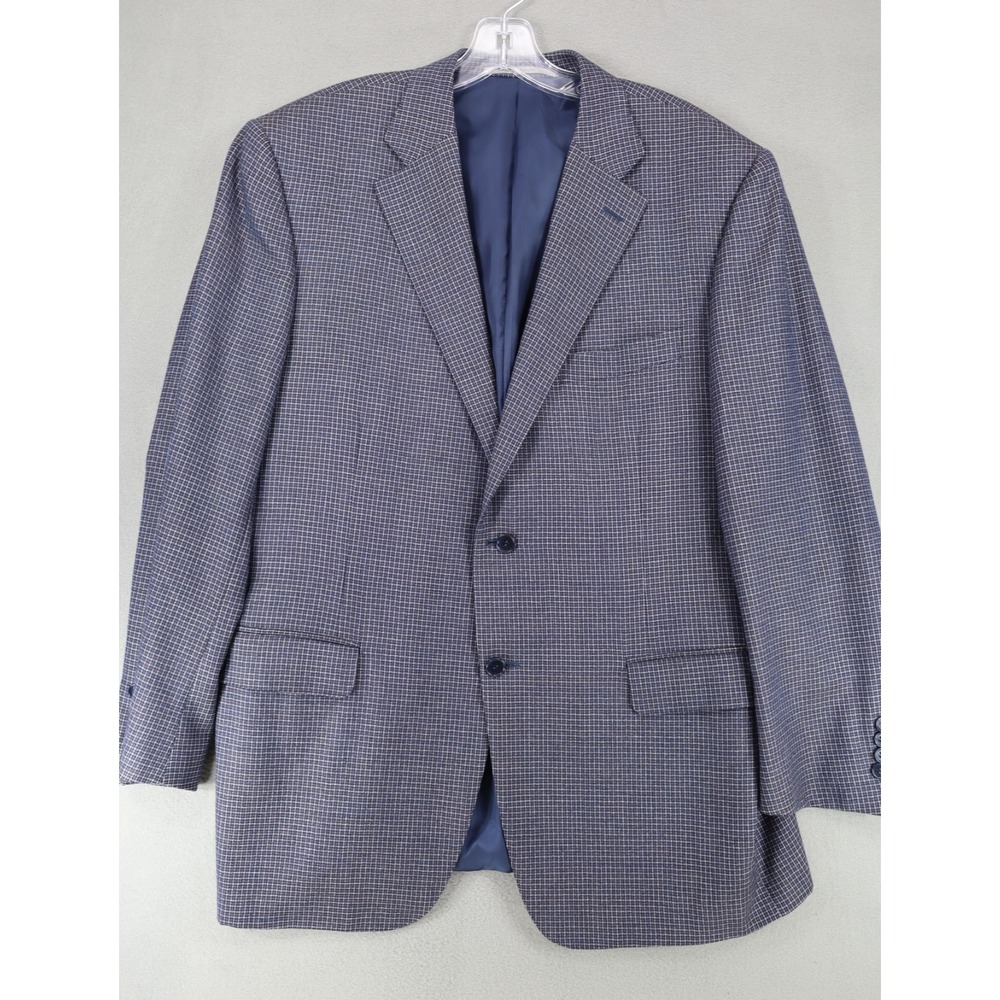 Canali Blazer Men's 46R IT‎ 56 Blue Plaid Jacket 100% Wool Italy Designer Window